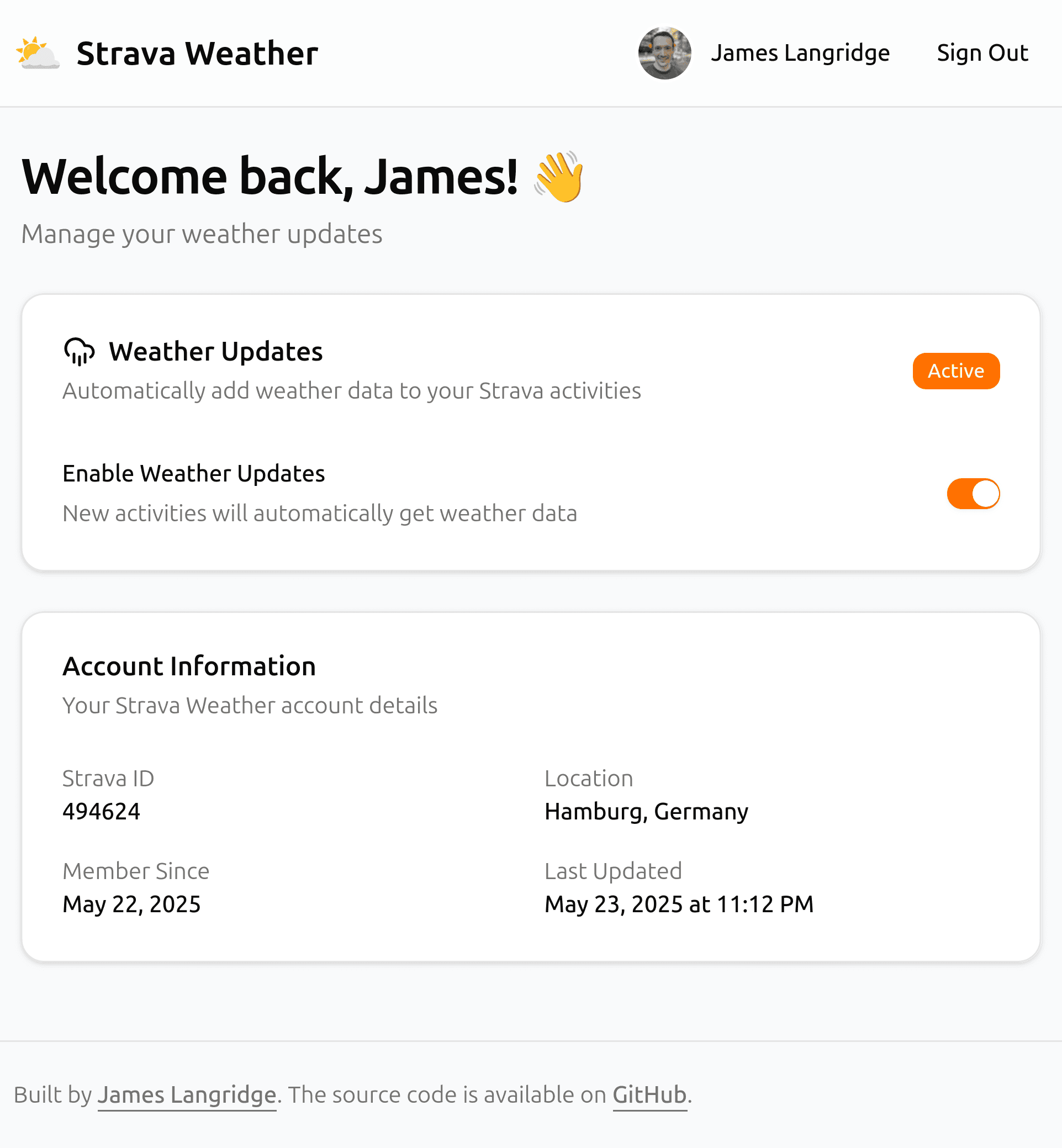 Strava Weather UI